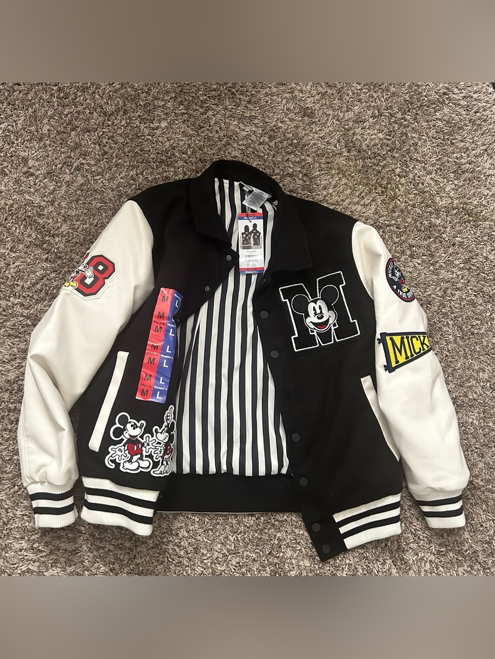 Disney Black and White Mickey Varsity Jacket